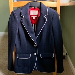 Vintage Banana Republic Dark Blue Wool Blazer with White Piping